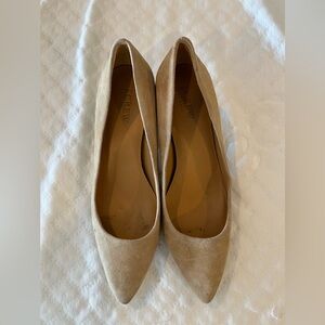 J Crew women’s kitten heels, tan suede leather